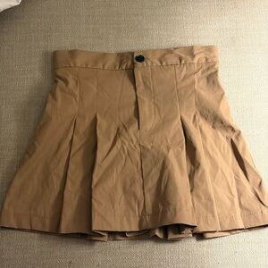 Dazy High-Waist Pleated Circle Skirt in Tan